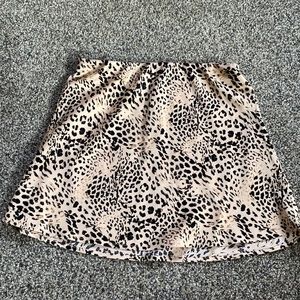 Satin cheetah print mini skirt